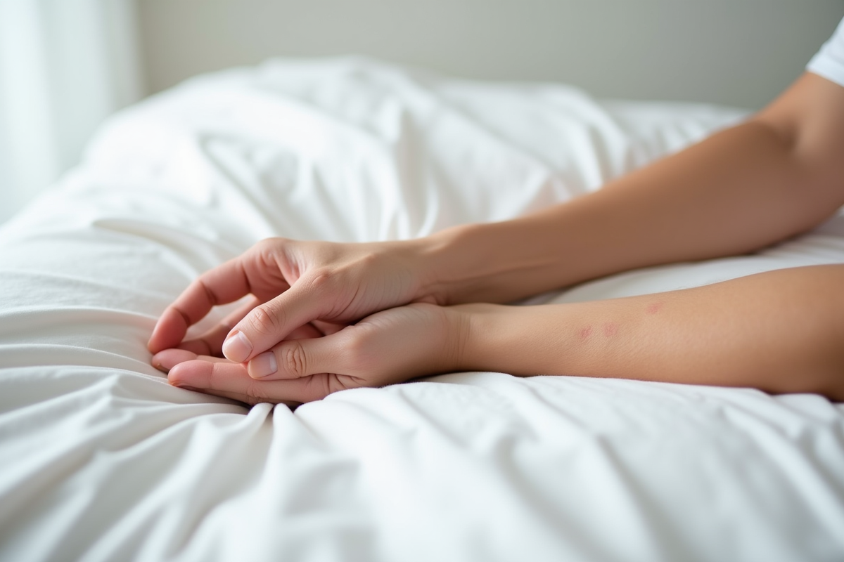 Bras d'un adulte avec eczéma visible sur le coude intérieur