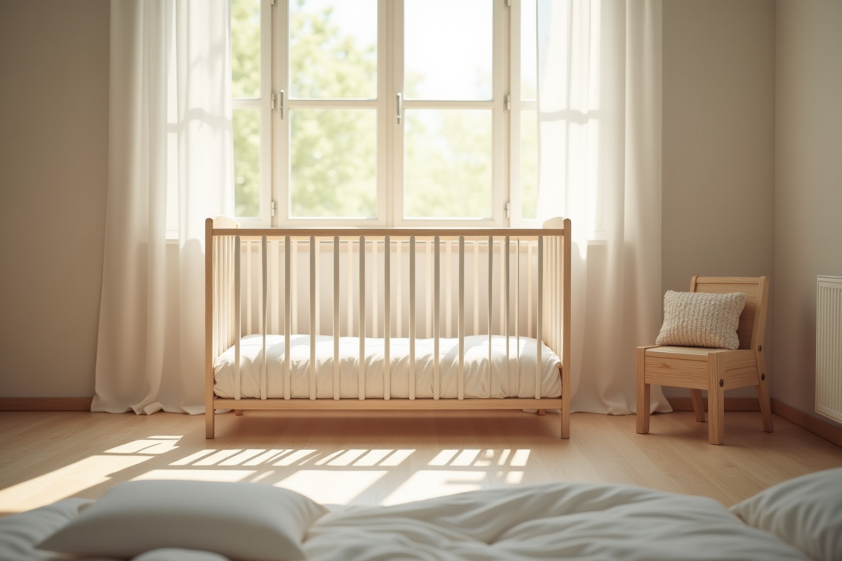 Chambre de bébé avec un lit vide près d