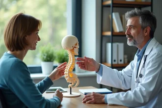 Consultation avec un neurologue et modèle cervical