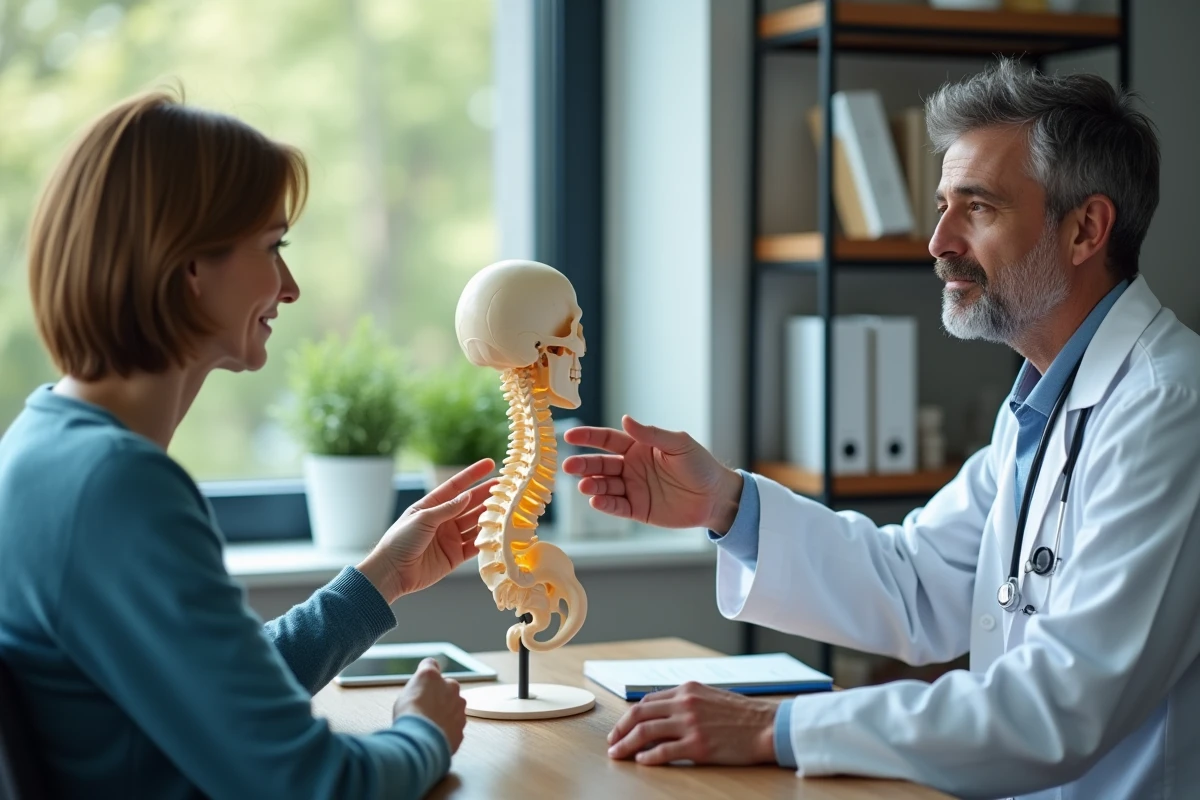 Consultation avec un neurologue et modèle cervical