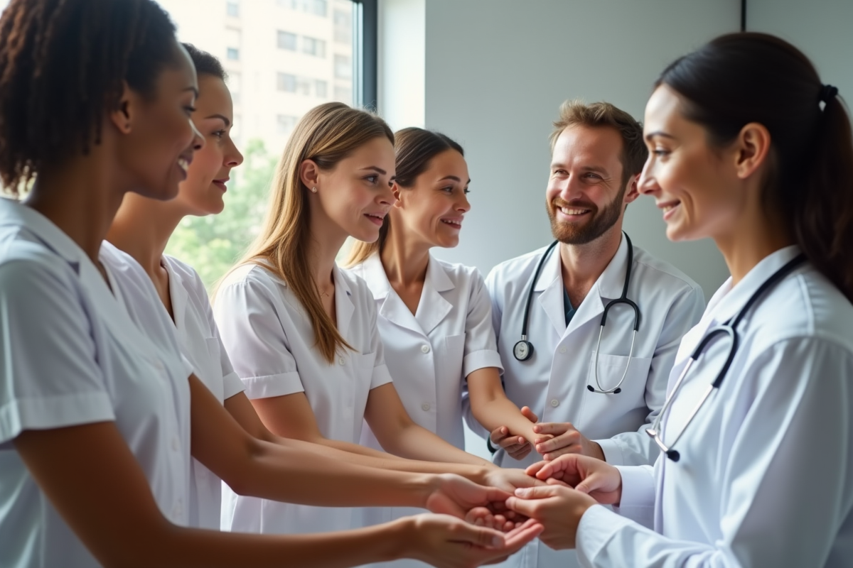 Dermatologue examinant des patients avec différentes peaux en clinique
