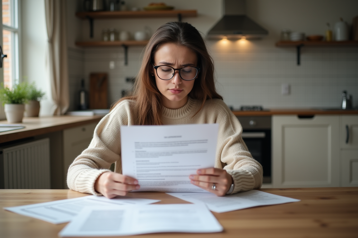 Jeune femme lisant des lettres d