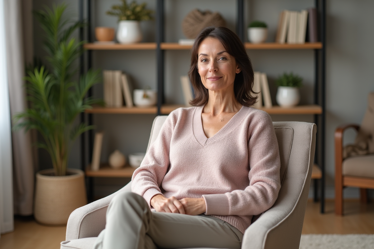 Femme calme en intérieur dans un salon de bien-être
