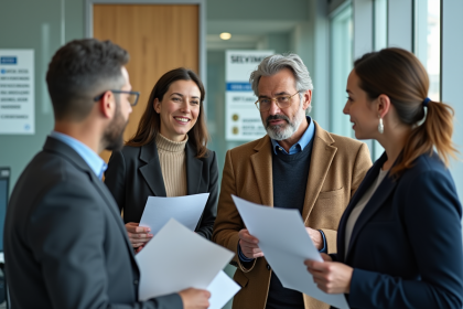 Groupe d'adultes dans un bureau administratif moderne