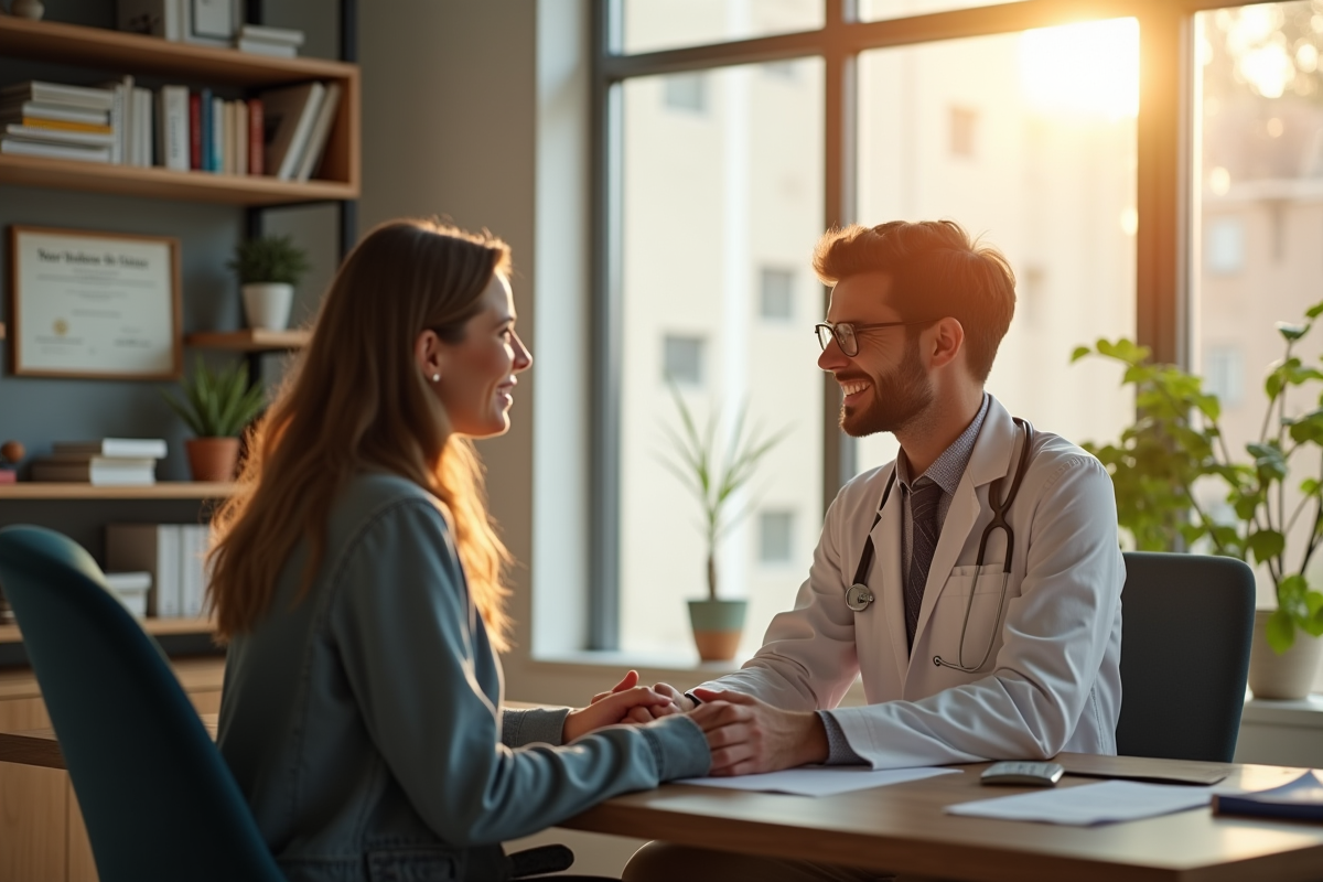 Jeune psychiatre dans un bureau moderne avec patient