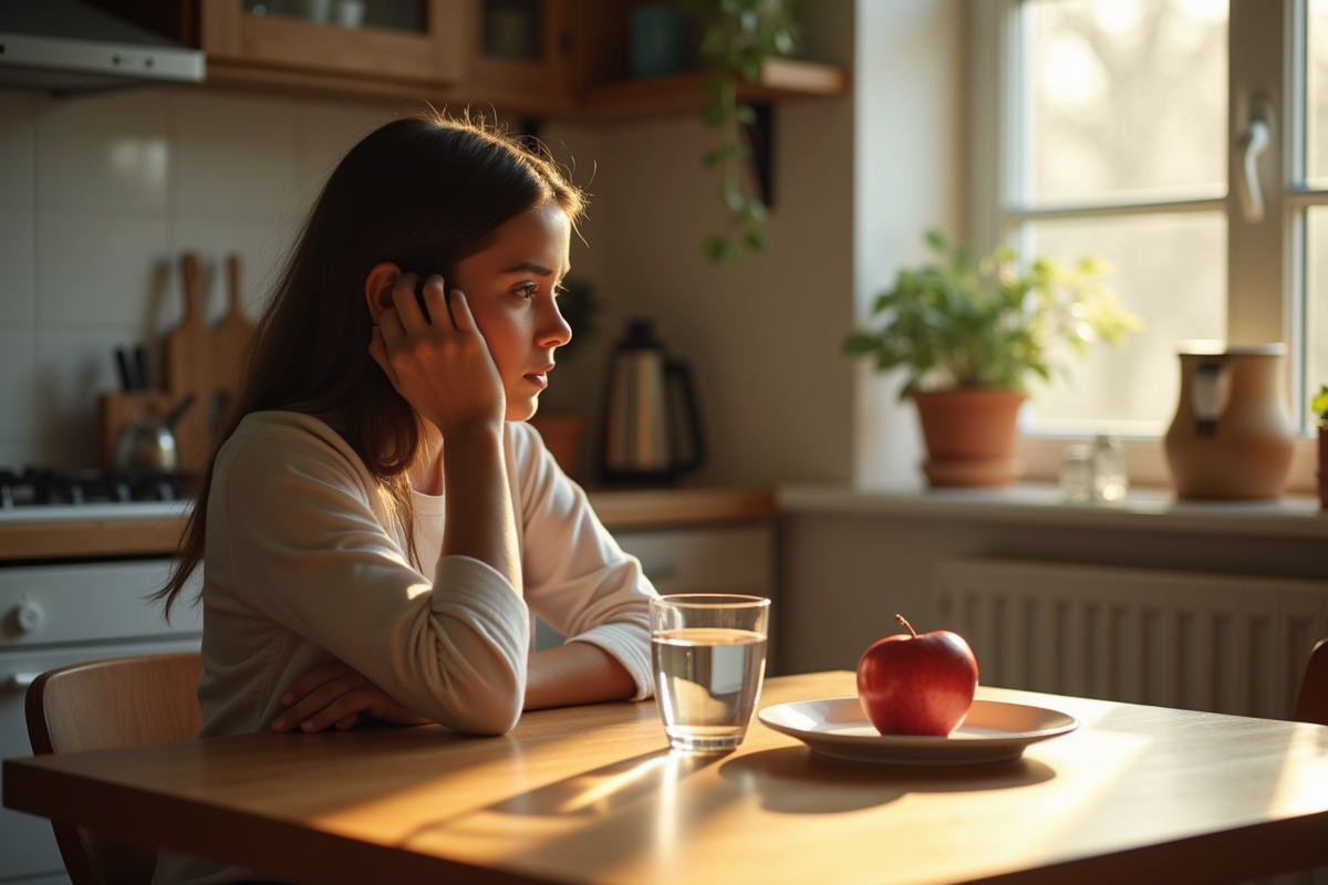 Personne au petit déjeuner dans une maison moderne