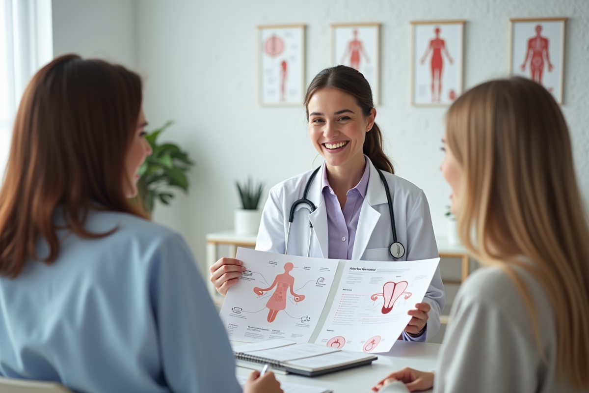 Professionnelle de santé discutant de fertilité avec un couple